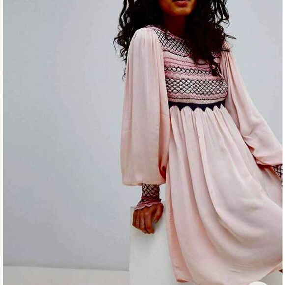 Free People Late Night Smocked Dress Size Small - Picture 3 of 10